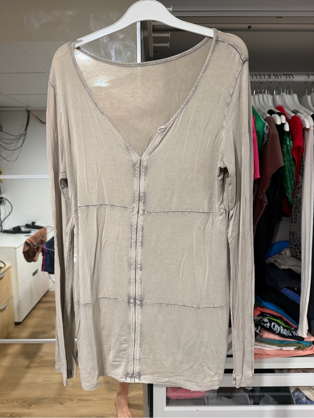 Greige Long Sleeve V-Neck Tunic